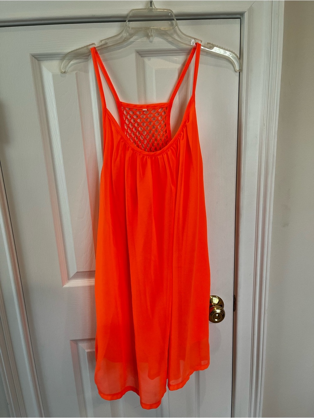 Neon Orange Strappy Slip Dress